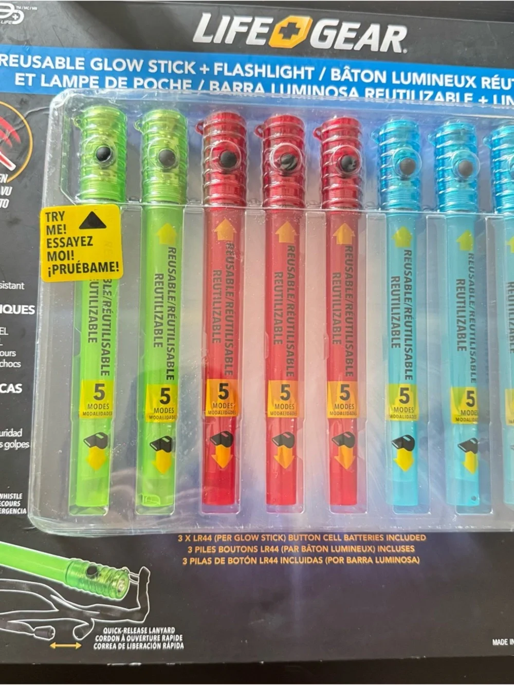 LIFE+GEAR Reusable Glow Stick & Flashlight, 8-pack - 5 Light Modes
